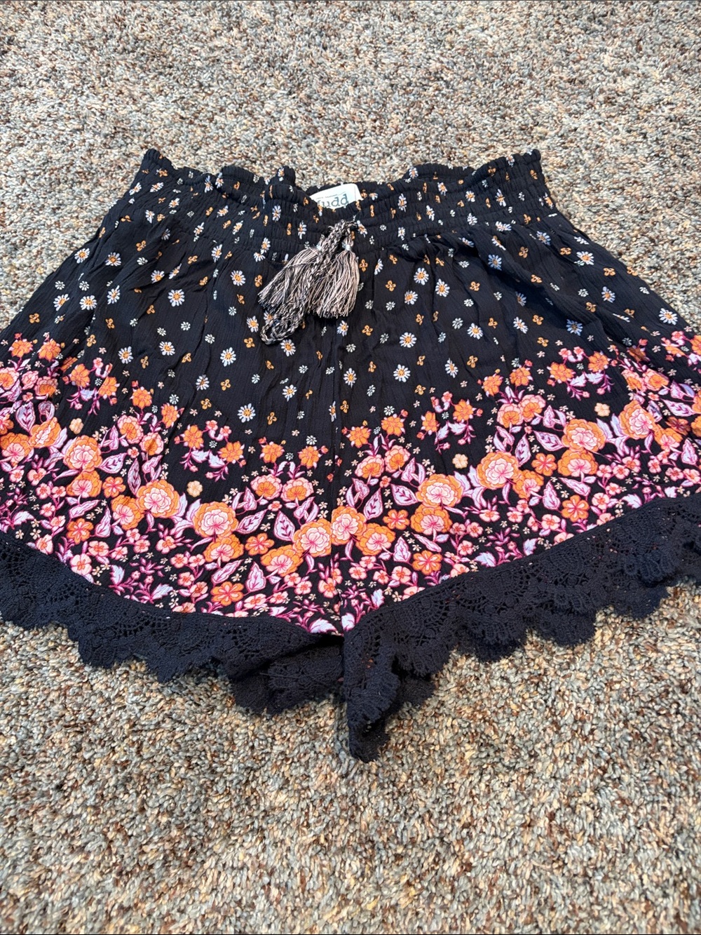 Mudd Black Mini Skirt with Pink & Orange Floral Border